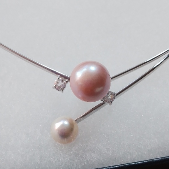 GSTV Elegant Silver and Pink & White ayoka Pearls Necklace - Picture 1 of 6